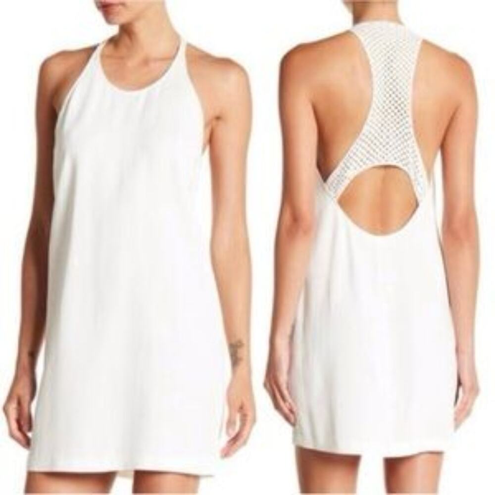 A.L.C. NWT Crochet Back Racerback Mini Slip Dress Off White Ivory Cream 4 US S